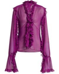 Alberta Ferretti - Silk Crêponne Blouse - Lyst