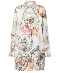 CAMILLA - Floral Silk Satin Shirt Dress - Lyst