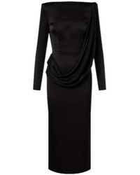Alex Perry - Asymmetric Draped Midi Dress - Lyst