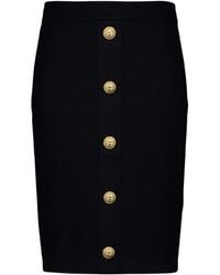 Balmain - Button Detailed Pencil Skirt - Lyst