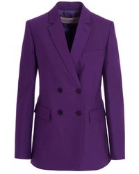 Valentino - Double-Breasted Silk-Blend Blazer - Lyst