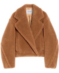 Max Mara - Collared Long-Sleeved Teddy Coat - Lyst