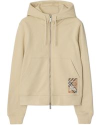 Burberry - Cotton Check-Patch Hoodie - Lyst
