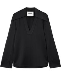 Jil Sander - V-Neck Long-Sleeved Blouse - Lyst