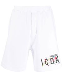 DSquared² - Icon Cotton Track Shorts - Lyst