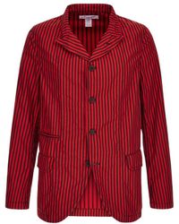 Comme des Garçons - Striped Buttoned Blazer - Lyst