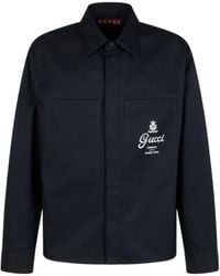 Gucci - Logo Embroidered Collared Jacket - Lyst