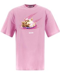 MSGM - Graphic Printed Crewneck T-Shirt - Lyst