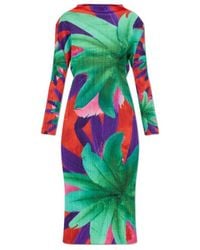 Pleats Please Issey Miyake - Carnival Floral-Print Pleated Midi Dress - Lyst