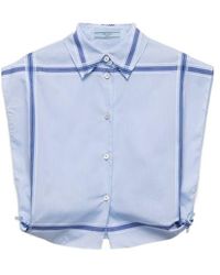 Prada - Checked Cropped Cotton Shirt - Lyst