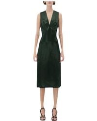 Bottega Veneta - V-Neck Satin Dress - Lyst