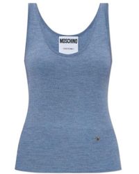 Moschino - M Logo Plaque Ribbed Tank Top - Lyst