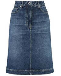 KENZO - Logo Patch Midi Denim Skirt - Lyst