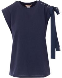 Twinset - Sleeveless Bow Detail T-Shirt - Lyst
