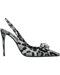 Dolce & Gabbana - Leopard Printed Satin Slingback Pumps - Lyst