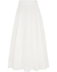 Zimmermann - Crush Embroidered Midi Skirt - Lyst