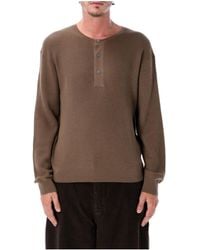Studio Nicholson - Corine Waffle Henley Knitted Sweater - Lyst