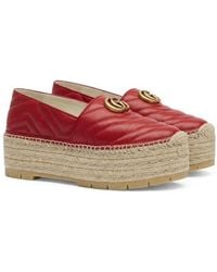 Gucci - Gg Straw Platform Shoes - Lyst