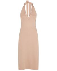 Ferragamo - Ferragamo Knitted Halter Neck Dress - Lyst