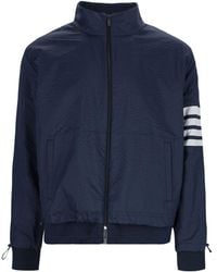 Thom Browne - Bar Striped Zipped Ripstop Jacket - Lyst