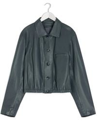 Lemaire - Buttoned-Up Elasticated Leather Jacket - Lyst