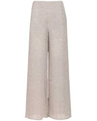 Emporio Armani - Zip Detailed Wide Leg Pants - Lyst