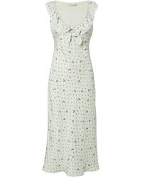 Alessandra Rich - Lace-Trimmed Floral Pattern Silk Midi Dress - Lyst