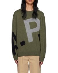 A.P.C. - Logo Embroidered Knit Jumper - Lyst
