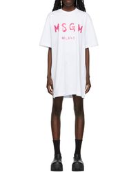 MSGM - Logo Print Round-Neck Dress - Lyst