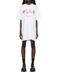 MSGM - Logo Print Round-Neck Dress - Lyst