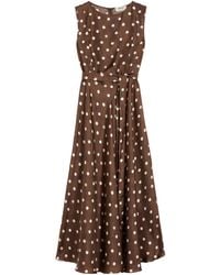 Max Mara - Silk Polka-Dot Martina Midi Dress - Lyst