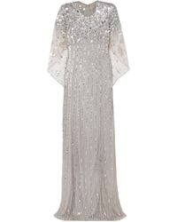 Jenny Packham - Nettie Cape-Effect Embellished Sequined Tulle Gown - Lyst