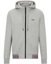 BOSS - Logo-Embroidered Drawstring Hoodie - Lyst