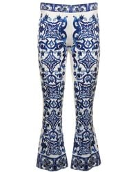 Dolce & Gabbana - Majolica Printed Flared Pants - Lyst