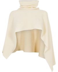 Magda Butrym - Knit Poncho With Turtleneck Foldover Collar - Lyst