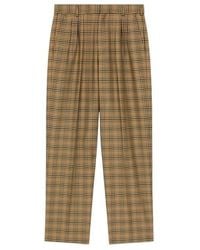 KENZO - Logo Patch Checked Pleated Tailored Trousers - Lyst