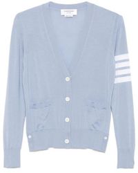 Thom Browne - 4-Bar V-Neck Knitted Cardigan - Lyst