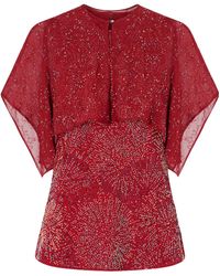 Rabanne - Chiffon Cape Pearl Embroidered Top - Lyst