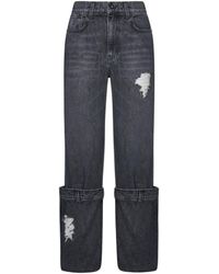 JW Anderson - Jw Anderson Logo Patch Distressed Jeans - Lyst