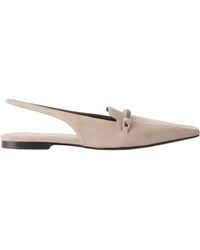 Brunello Cucinelli - Suede Pointed-Toe Slingback Flats - Lyst