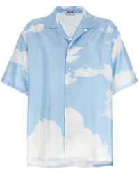 Moschino - Cloud Print Silk Shirt With V-Neck - Lyst