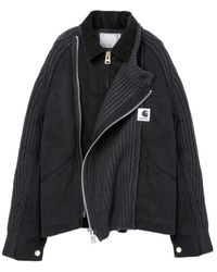 Sacai - X Charhartt Panelled Logo Patch Zip-Up Jacket - Lyst