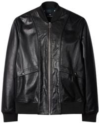 Paul Smith - Ps Zip-Up Leather Bomber Jacket - Lyst
