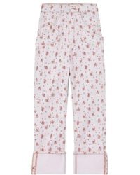 Ganni - Floral Turn-Up Capri Jeans - Lyst