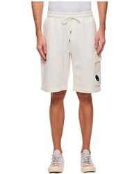 C.P. Company - Logo Fleece Cargo Shorts - Lyst