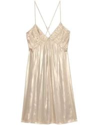Zadig & Voltaire - Metallic-Effect V-Neck Mini Dress - Lyst