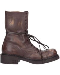 Miu Miu - Leather Laced Boots (35Mm) - Lyst