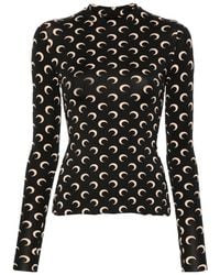 Marine Serre - Crescent Print Turtleneck Long-Sleeve Top - Lyst