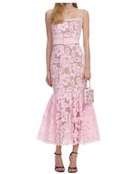 Self-Portrait - Crochet Lace Belted Midi Dress - Lyst
