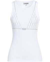 Ganni - Logo Crew Neck Tank Top - Lyst